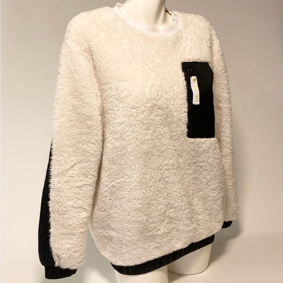 UGG Oatmeal Black Polyester Nylon Faux Fur Oversized Sweater Pullover size S - Picture 5 of 15
